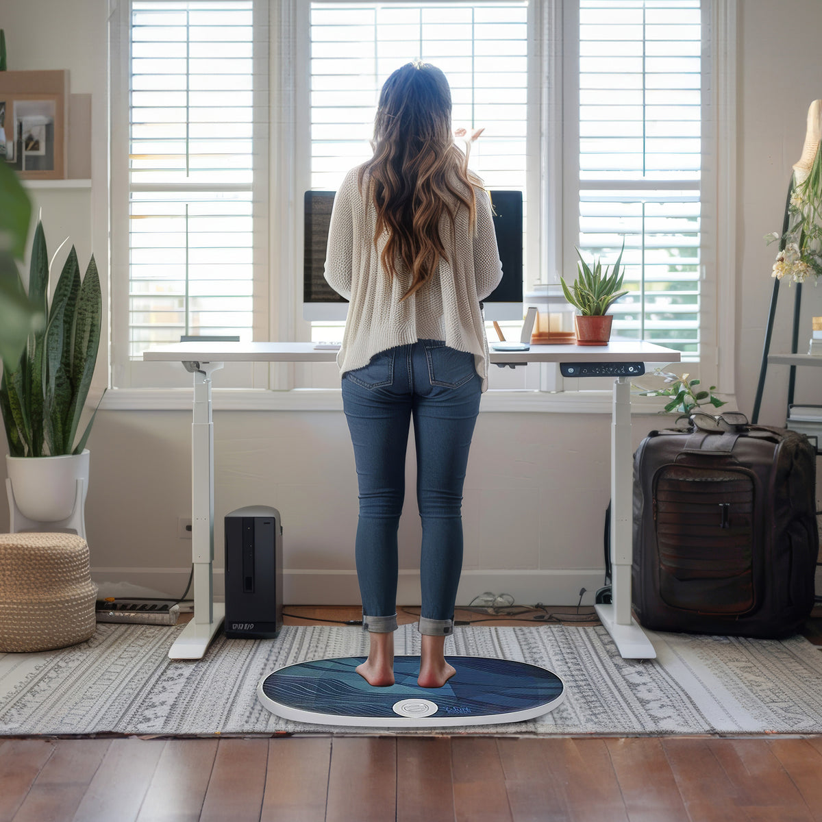 JumpSport Wurf Board Office Standing Desk Anti-Fatigue Mat, Maui Ocean Blue