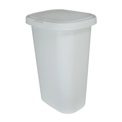 Rubbermaid 13 Gallon Rectangular Spring-Top Lid Wastebasket Trash Can, White - VMInnovations