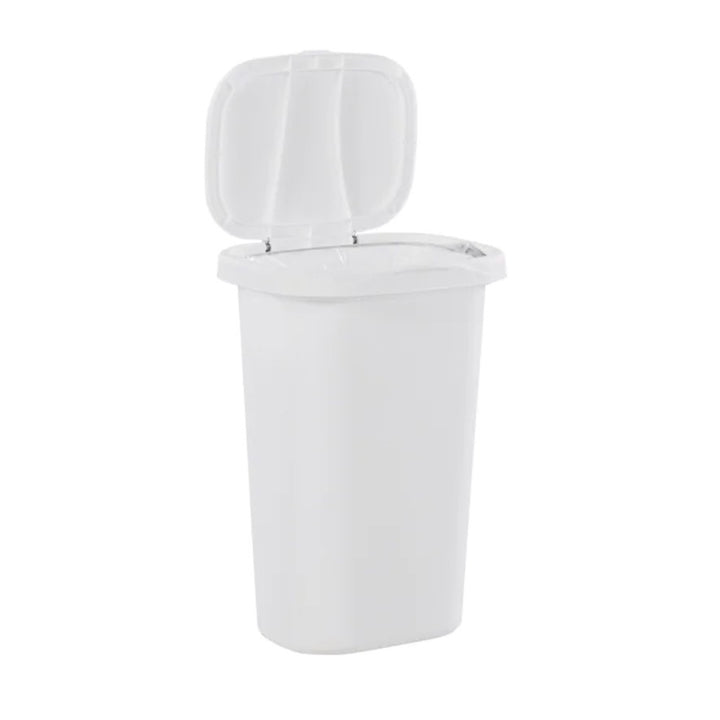 Rubbermaid 13 Gallon Rectangular Spring-Top Lid Wastebasket Trash Can, White