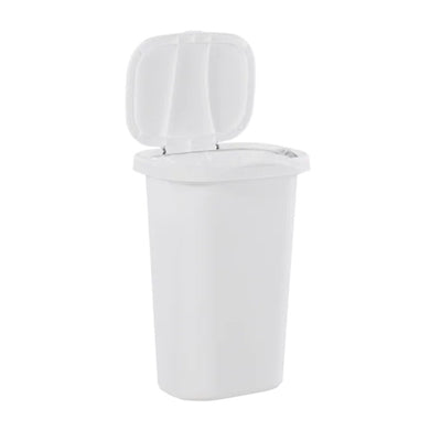 Rubbermaid 13 Gallon Rectangular Spring-Top Lid Wastebasket Trash Can, White - VMInnovations