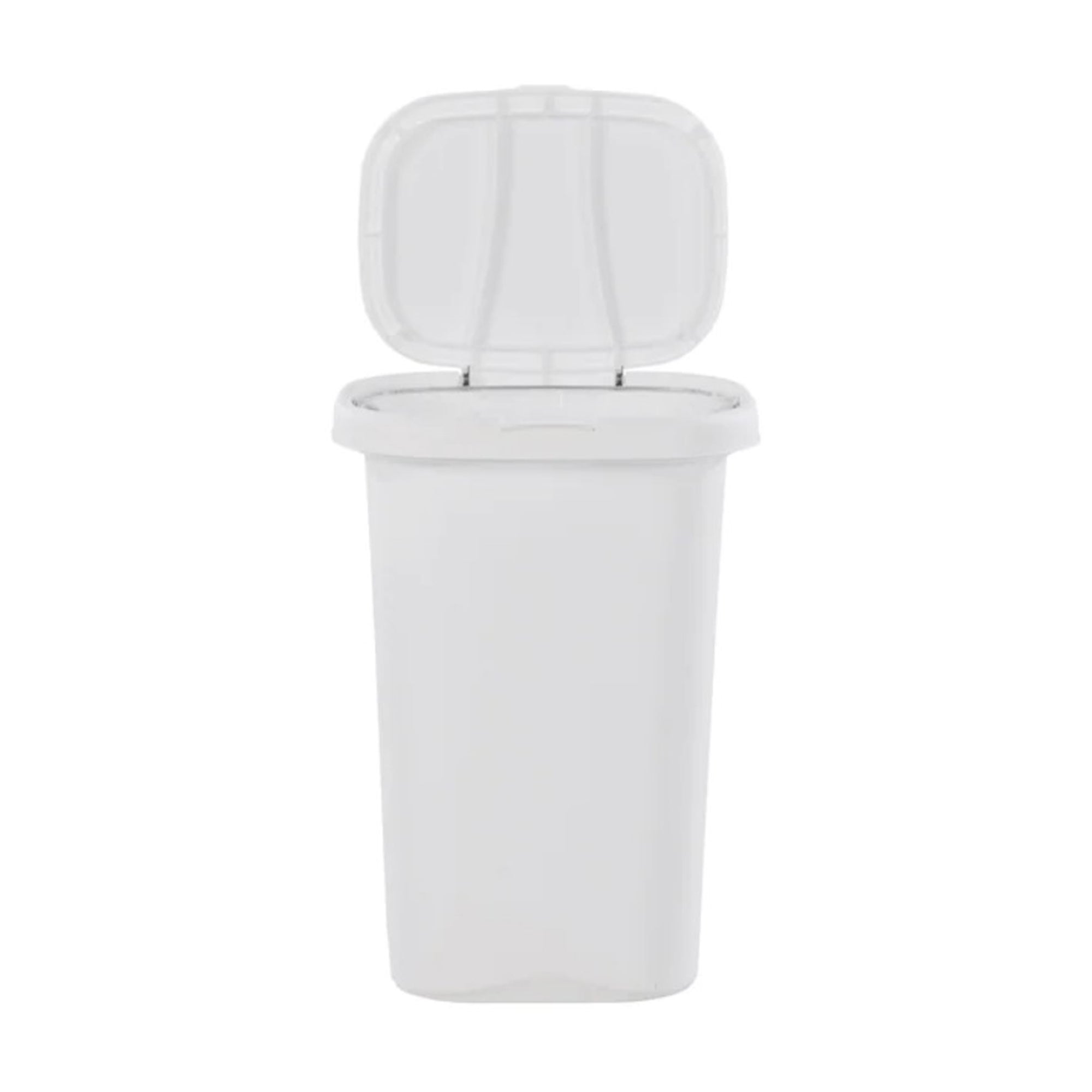 Rubbermaid 13 Gallon Rectangular Spring-Top Lid Wastebasket Trash Can, White - VMInnovations