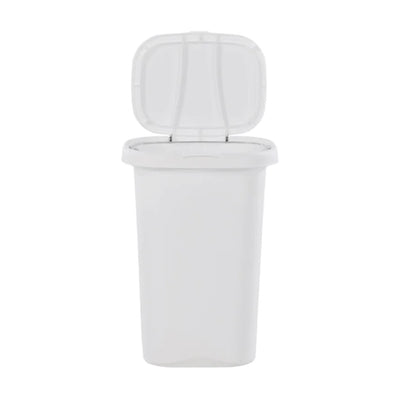 Rubbermaid 13 Gallon Rectangular Spring-Top Lid Wastebasket Trash Can, White - VMInnovations