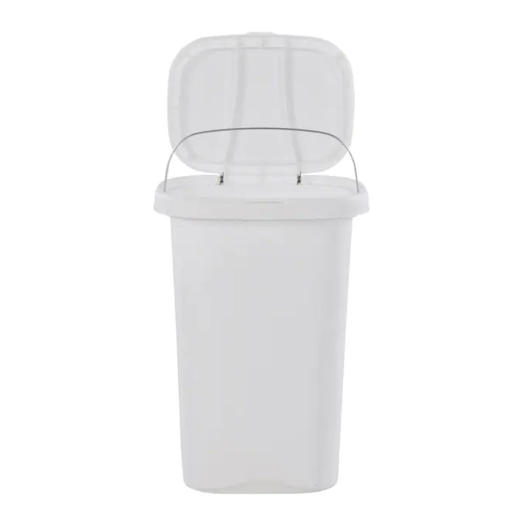 Rubbermaid 13 Gallon Rectangular Spring-Top Lid Wastebasket Trash Can, White