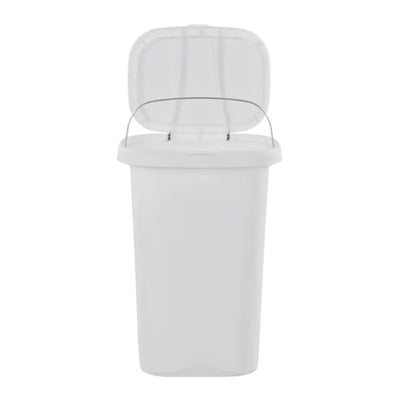 Rubbermaid 13 Gallon Rectangular Spring-Top Lid Wastebasket Trash Can, White - VMInnovations