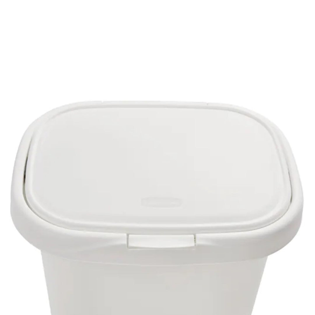Rubbermaid 13 Gallon Rectangular Spring-Top Lid Trash Can, White (Open Box) - VMInnovations