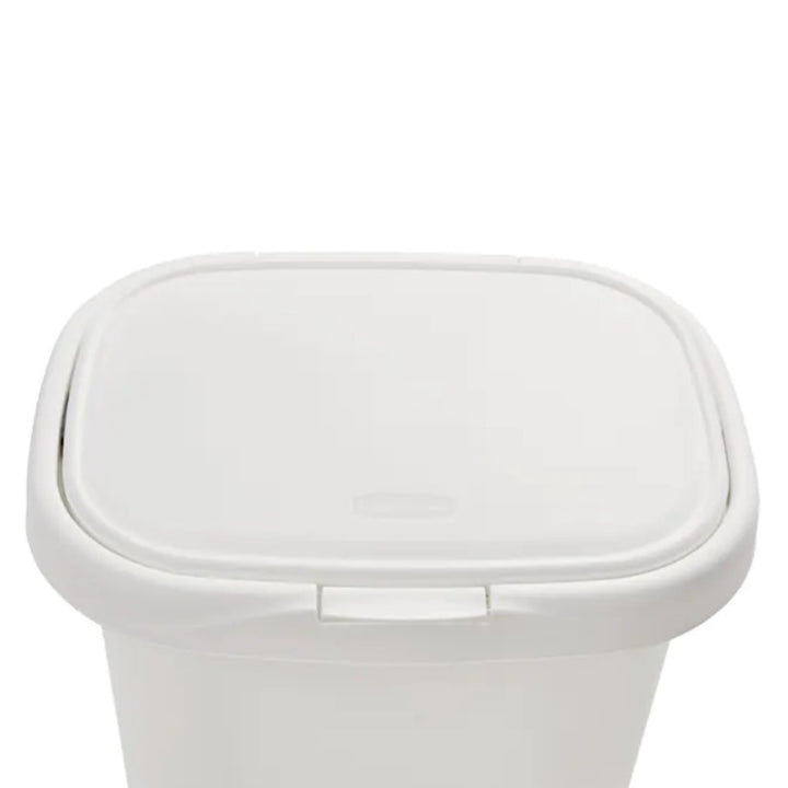 Rubbermaid 13 Gallon Rectangular Spring-Top Lid Trash Can, White (Open Box) - VMInnovations