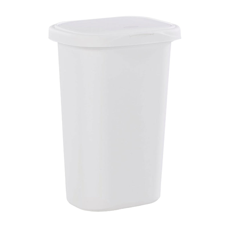 Rubbermaid 13.25 Gallon Rectangular Spring-Top Lid Wastebasket, White (3 Pack)