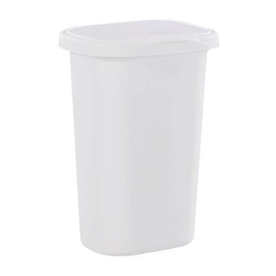 Rubbermaid 13.25 Gallon Rectangular Spring-Top Lid Wastebasket Trash Can, White