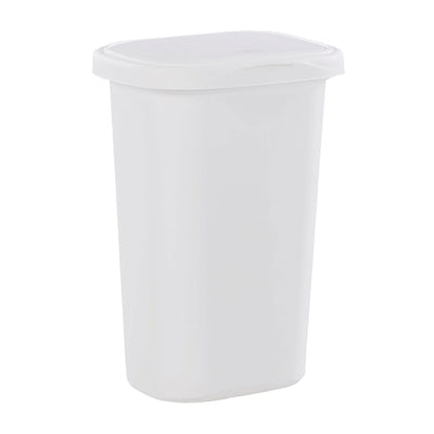 Rubbermaid 13.25 Gallon Spring-Top Lid Wastebasket Trash Can, White (Damaged)
