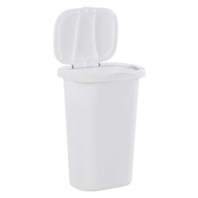 Rubbermaid 13.25 Gallon Rectangular Spring-Top Lid Wastebasket Trash Can, White - VMInnovations