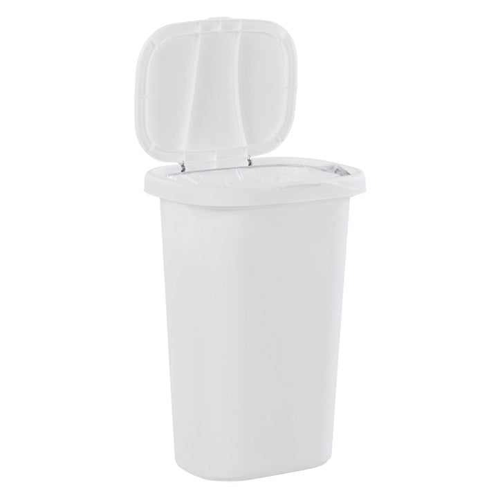 Rubbermaid 13.25 Gallon Rectangular Spring-Top Lid Wastebasket, White (6-Pack) - VMInnovations