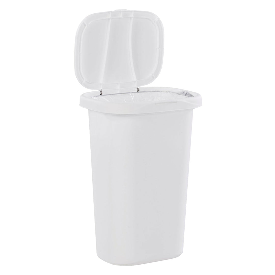 Rubbermaid 13.25 Gallon Rectangular Spring-Top Lid Wastebasket, White (3 Pack) - VMInnovations