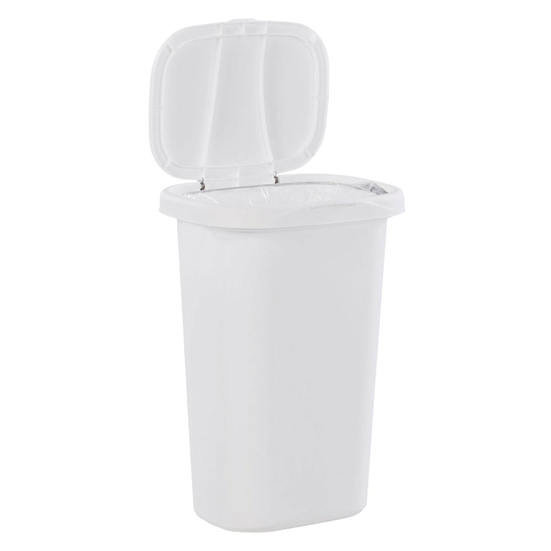 Rubbermaid 13.25 Gallon Rectangular Spring-Top Lid Wastebasket Trash Can, White