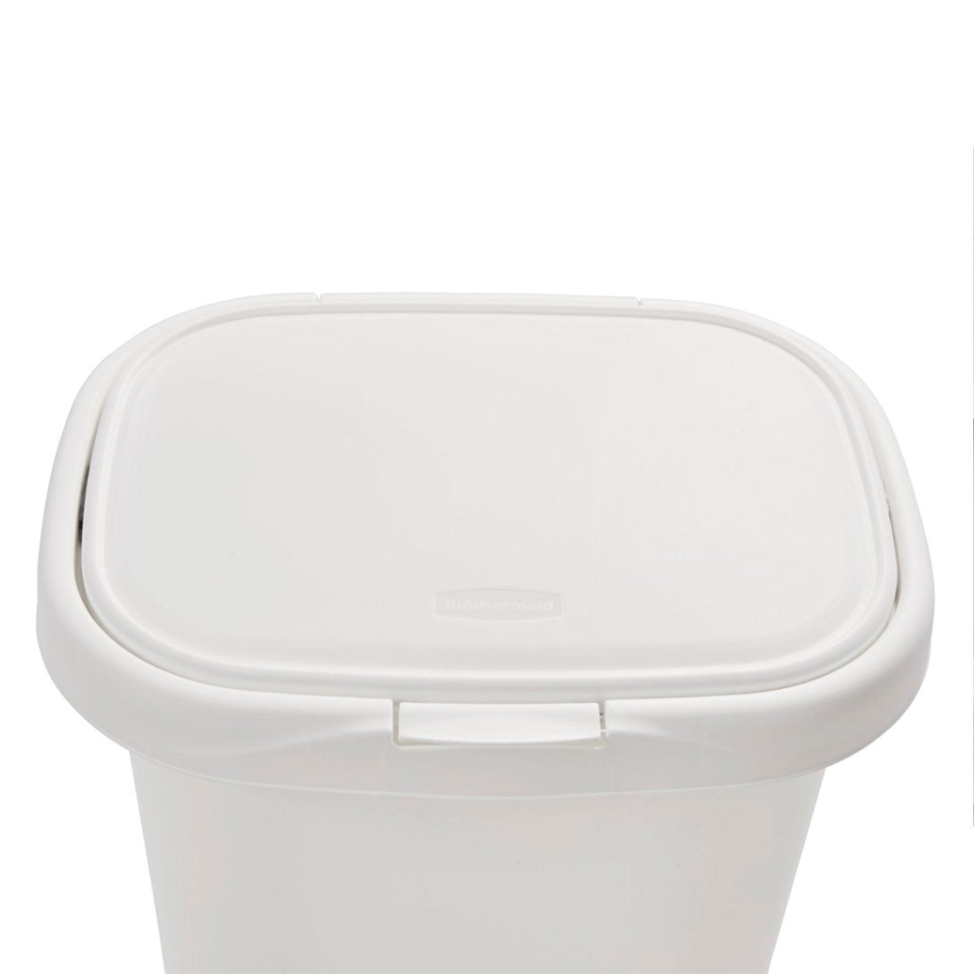 Rubbermaid 13.25 Gallon Rectangular Spring-Top Lid Wastebasket Trash Can, White (Refurbished)