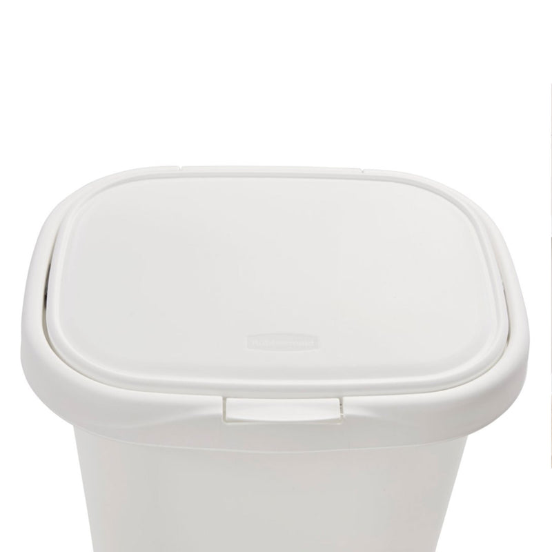 Rubbermaid 13.25 Gallon Rectangular Spring-Top Lid Wastebasket, White (3 Pack)