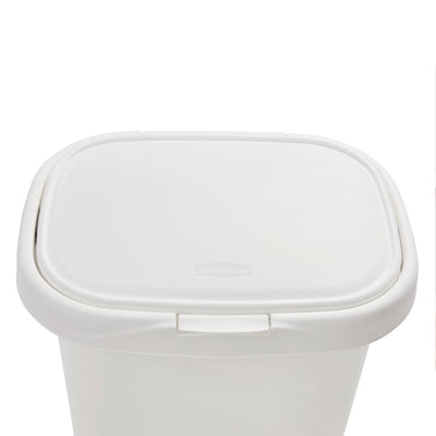 Rubbermaid 13.25 Gallon Spring-Top Lid Wastebasket Trash Can, White (Used)