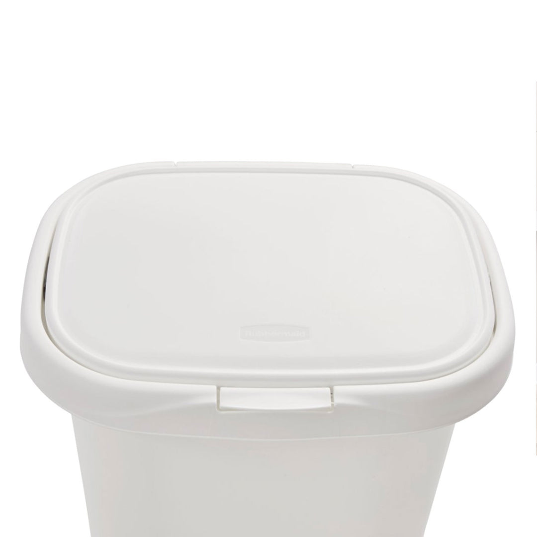 Rubbermaid 13.25 Gallon Rectangular Spring-Top Lid Wastebasket, White (6-Pack) - VMInnovations