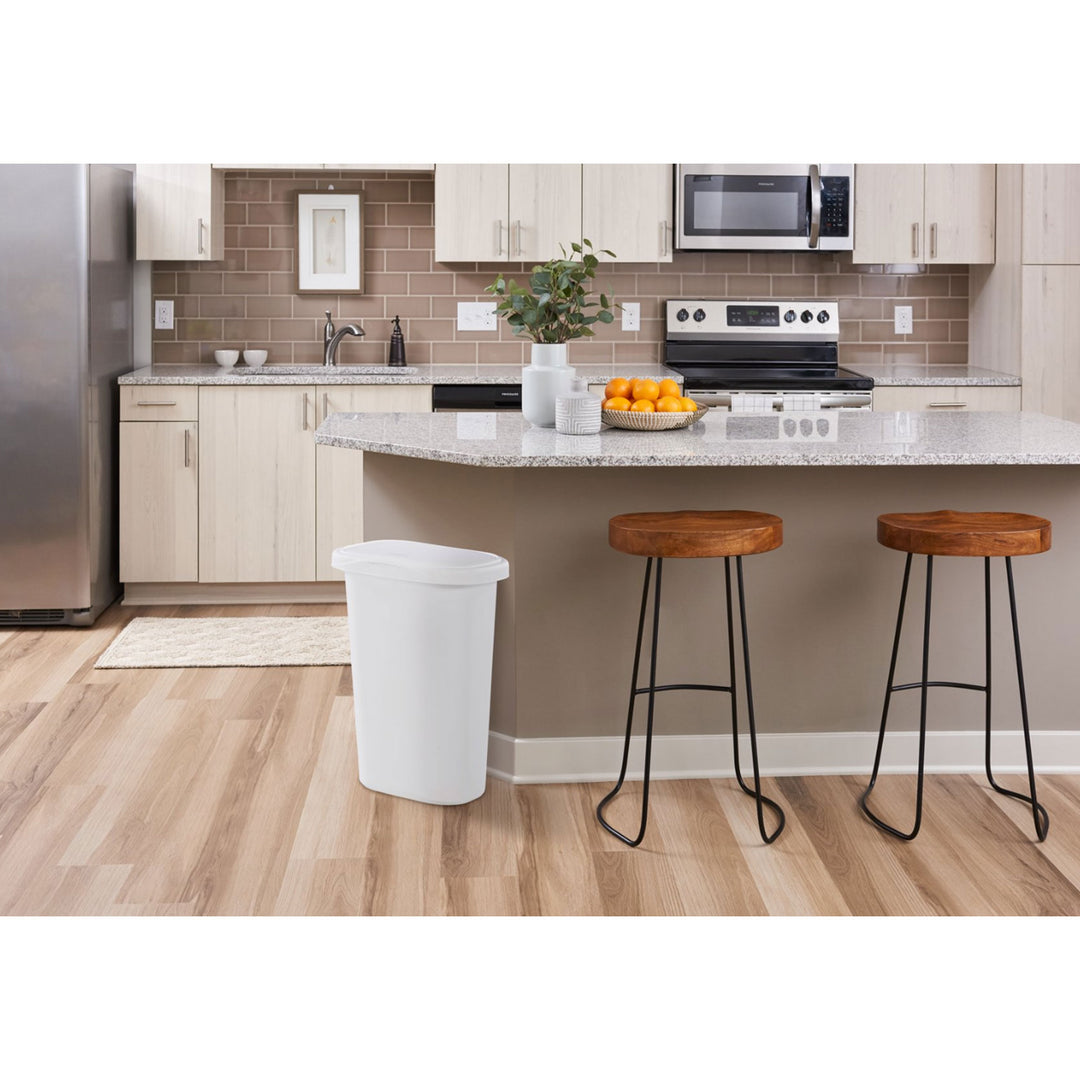 Rubbermaid 13.25 Gallon Spring-Top Lid Wastebasket Trash Can, White (Used) - VMInnovations