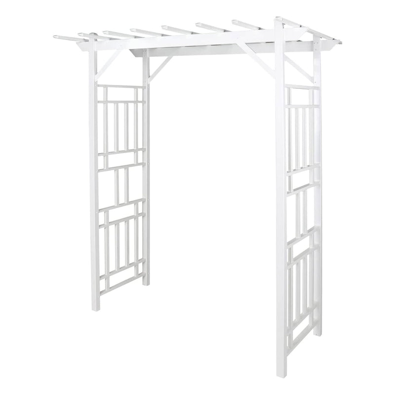 Dura-Trel Wellington Arbor 72"x95" Garden Arch Lattice Trellis, White(For Parts)