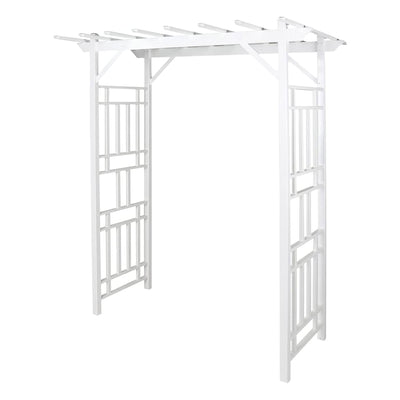 Dura-Trel Wellington Arbor 72"x95" Garden Arch Lattice Trellis, White(For Parts) - VMInnovations