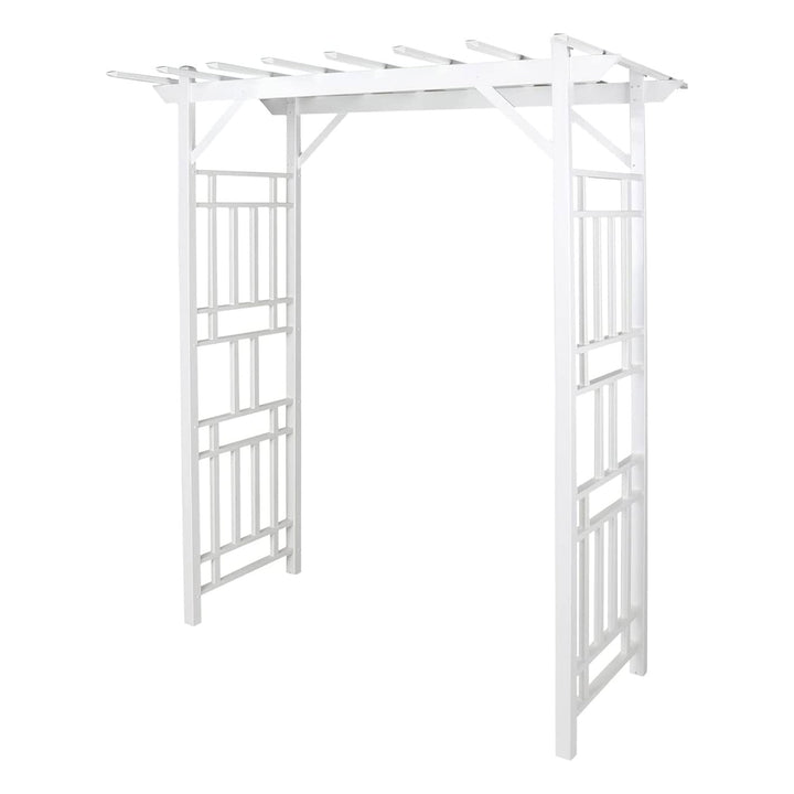 Dura-Trel 41 x 72 x 95 Inch Vinyl Outdoor Garden Patio Arbor, White (Used) - VMInnovations