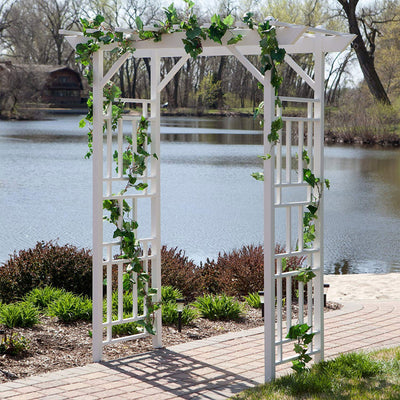 Dura-Trel Wellington Arbor 72" x 85" Outdoor Garden Arch Lattice Trellis, White