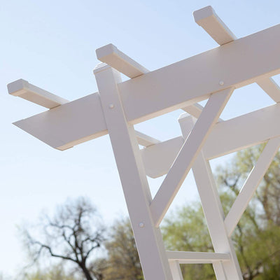 Dura-Trel Wellington Arbor 72"x95" Garden Arch Lattice Trellis, White(For Parts) - VMInnovations