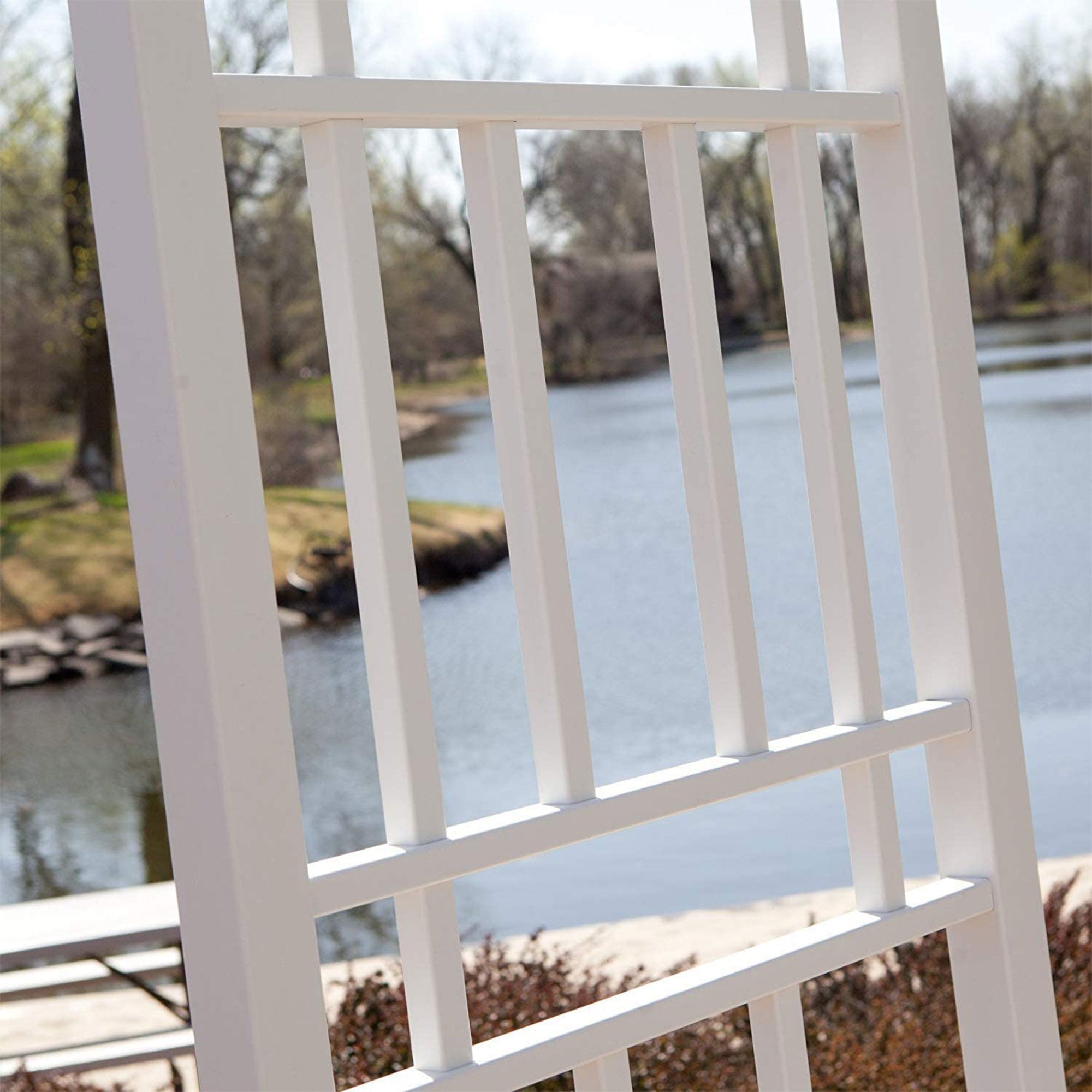 Dura-Trel 41 x 72 x 95 Inch Vinyl Outdoor Garden Patio Arbor, White (Used) - VMInnovations