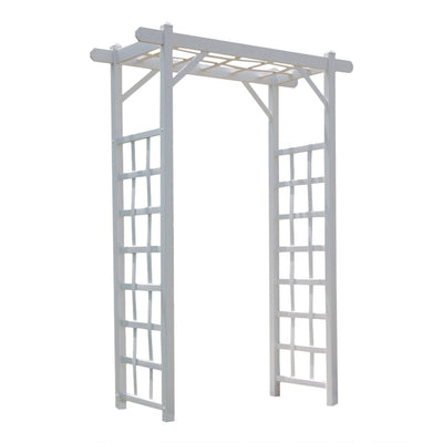 Dura-Trel Arbor 57"x85" PVC Outdoor Garden Arch Lattice Trellis,White(For Parts) - VMInnovations