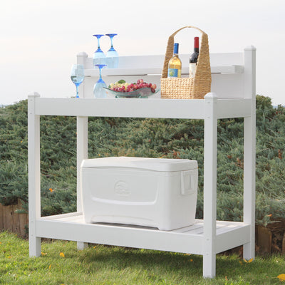 Dura-Trel Greenfield Outdoor Table Potting Bench for Gardening Supplies, White