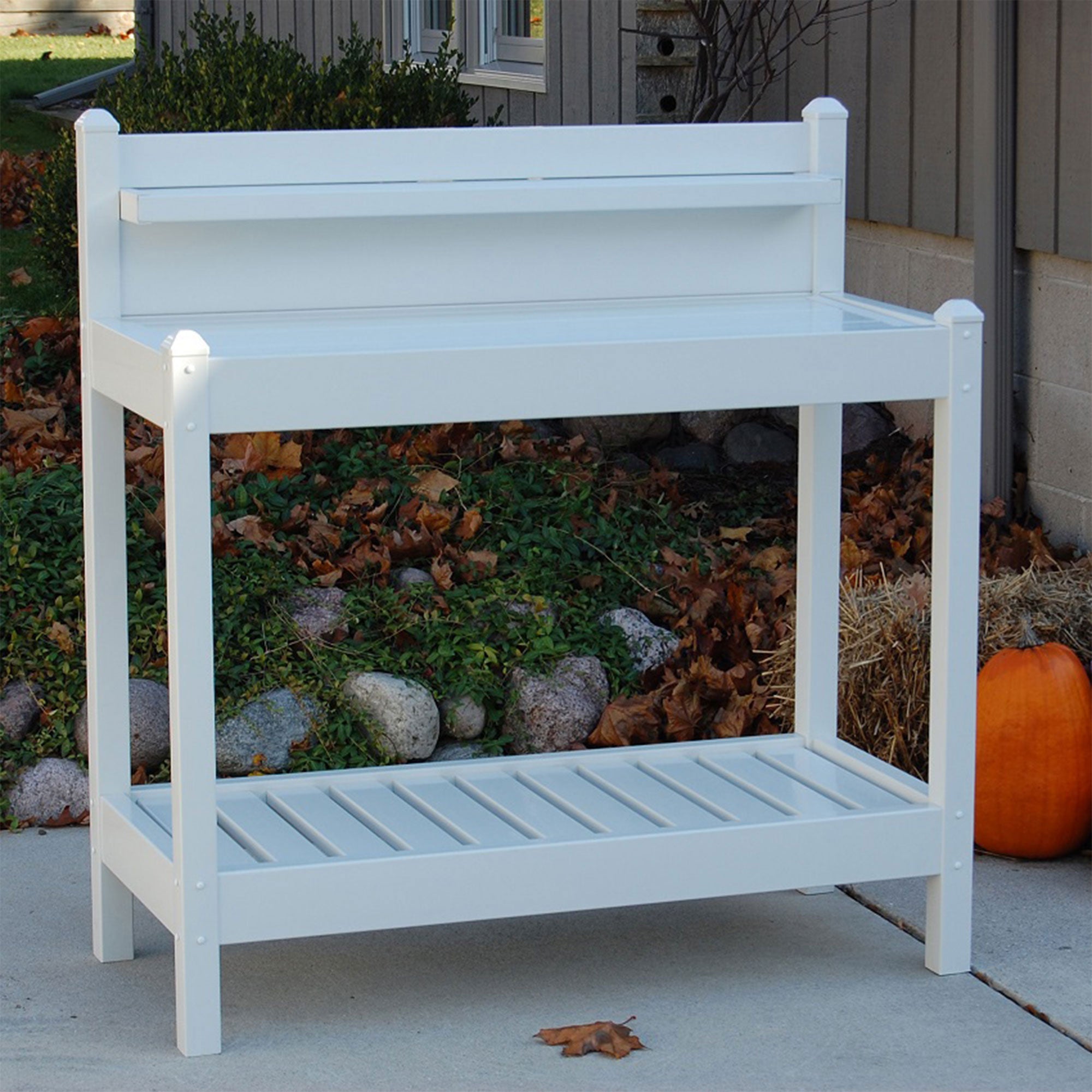 Dura-Trel Outdoor Table Potting Bench for Gardening Supplies, White (For Parts) - VMInnovations