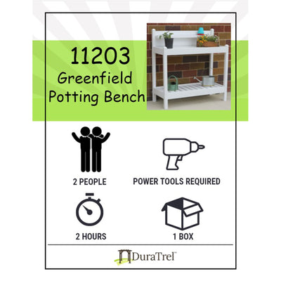 Dura-Trel Gardening Heavy Duty PVC Vinyl Greenfield Potting Bench, White (Used) - VMInnovations