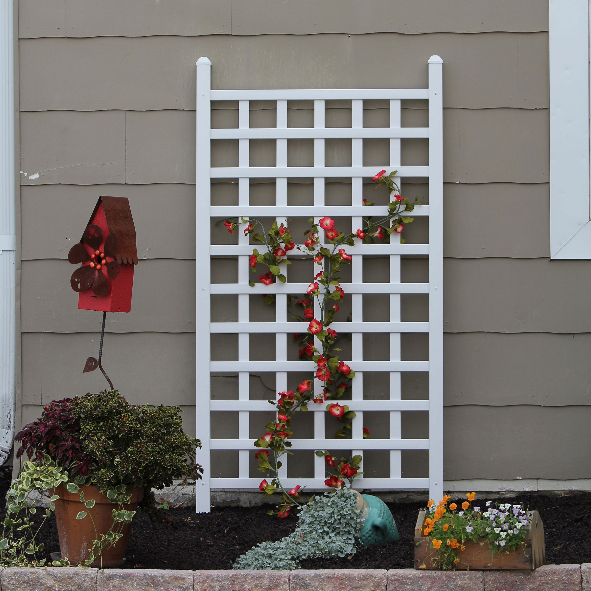 Dura-Trel 35 x 66 Inch Vinyl Outdoor Garden Patio Trellis, White(Open Box)