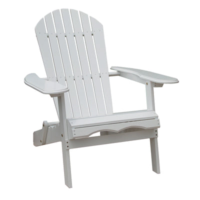 Northbeam Garden Portable Foldable Wooden Adirondack Deck Chair, White (Used) - VMInnovations