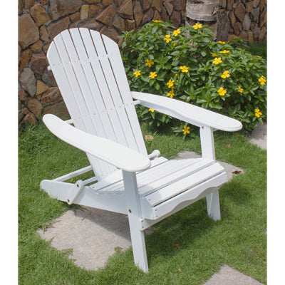 Northbeam Garden Portable Foldable Wooden Adirondack Deck Chair, White (Used) - VMInnovations