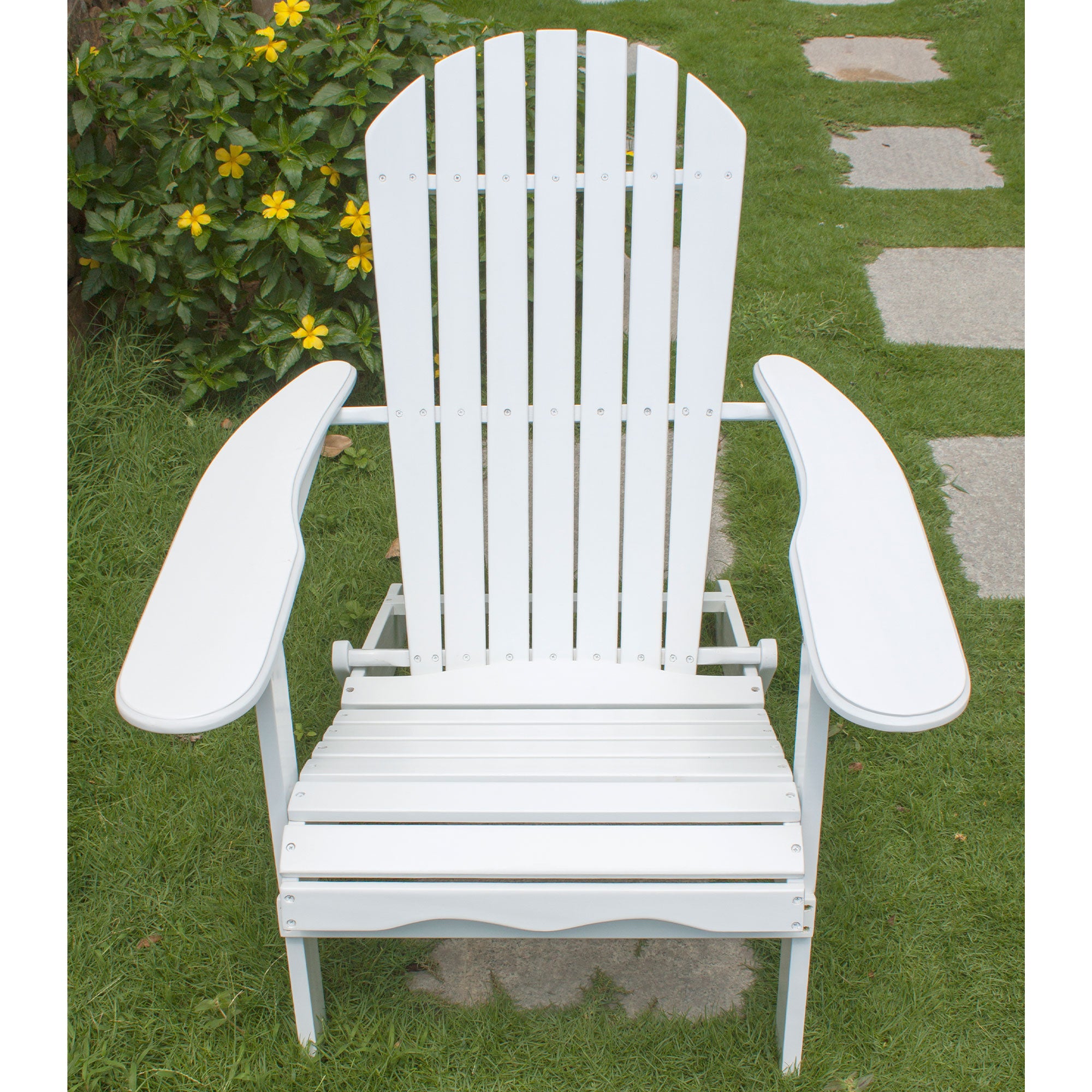 Northbeam Garden Portable Foldable Wooden Adirondack Deck Chair, White (Used) - VMInnovations