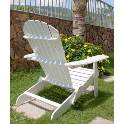 Northbeam Outdoor Garden Portable Foldable Wooden Adirondack Deck Chair, White