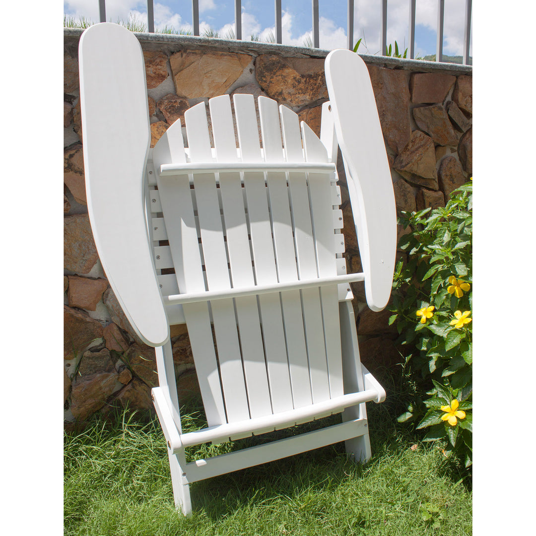 Northbeam Garden Portable Foldable Wooden Adirondack Deck Chair, White (Used) - VMInnovations