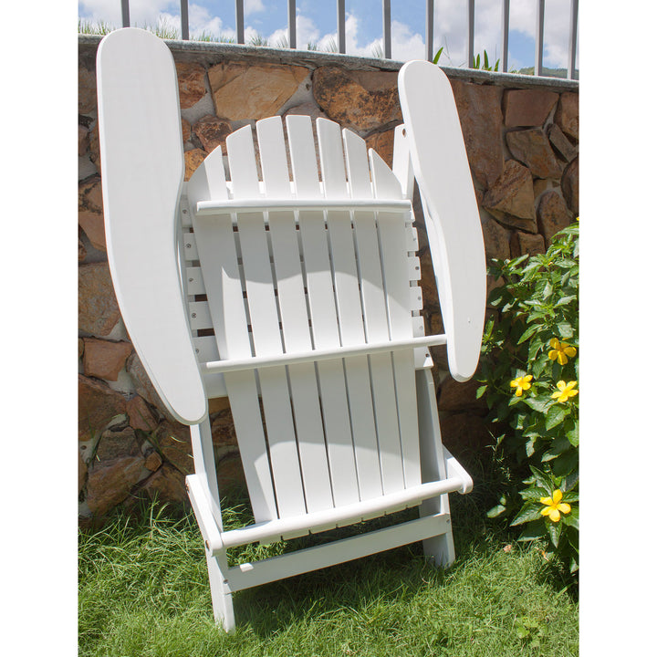 Northbeam Garden Portable Foldable Wooden Adirondack Deck Chair, White (Used) - VMInnovations