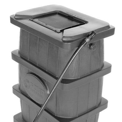 FCMP Outdoor WG4000-GRY Home Wood Grain Rain Water Catcher Barrel, Gray (Used) - VMInnovations