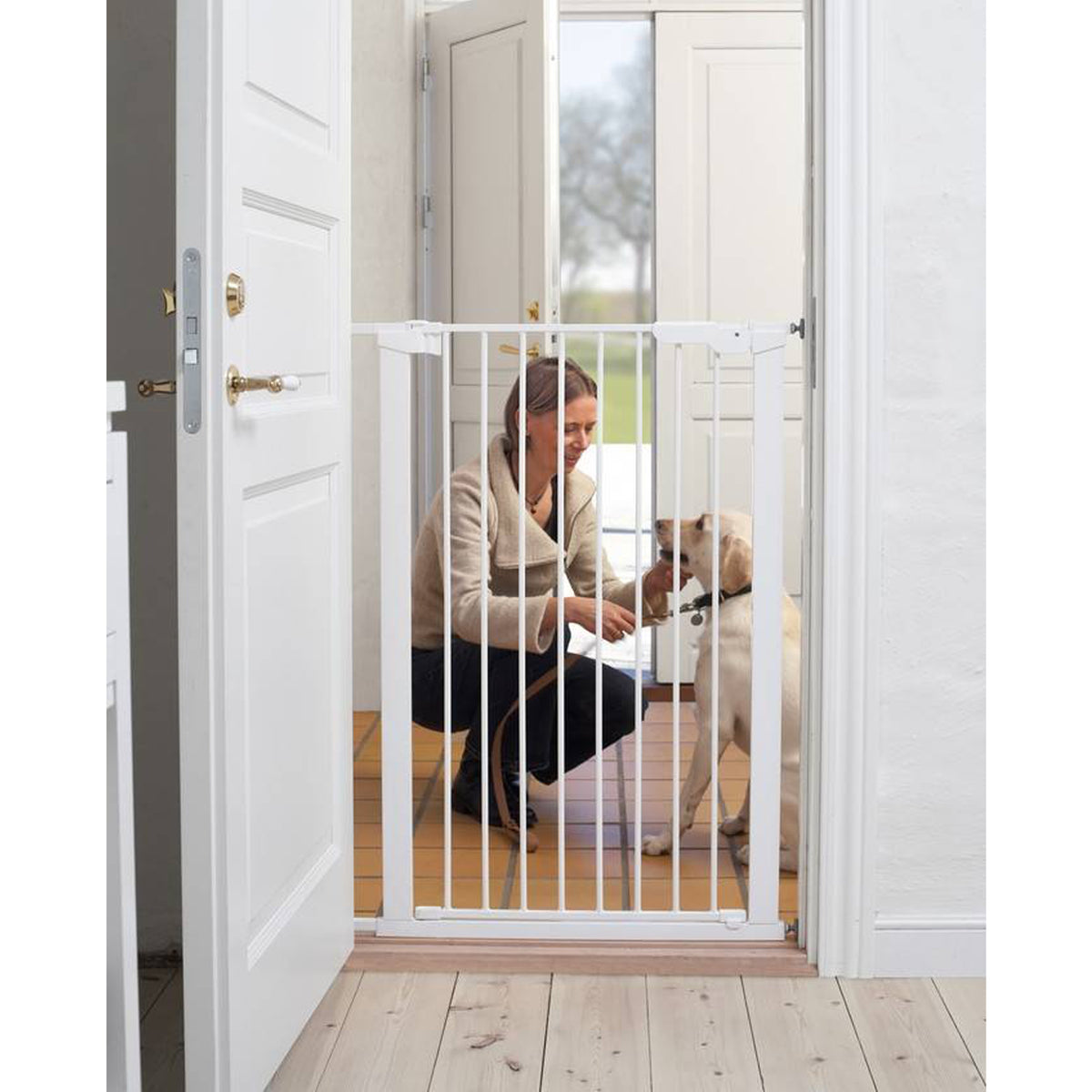 Scandinavian Pet Design Xtra Tall 31" Pressure Mounted Animal Safety Gate, White