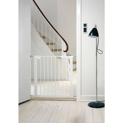 BabyDan Premier 28.9-36.7" Doorway Baby Gate, White w/ Two 2 x 2.6" Extensions