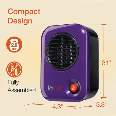 Lasko 106 MyHeat Personal Electric 200W Ceramic Space Heater, Purple (Open Box)