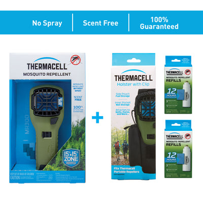 Thermacell MR300G Mosquito Repeller & 12-Hour Refill Pack (2 Pack) & Holster