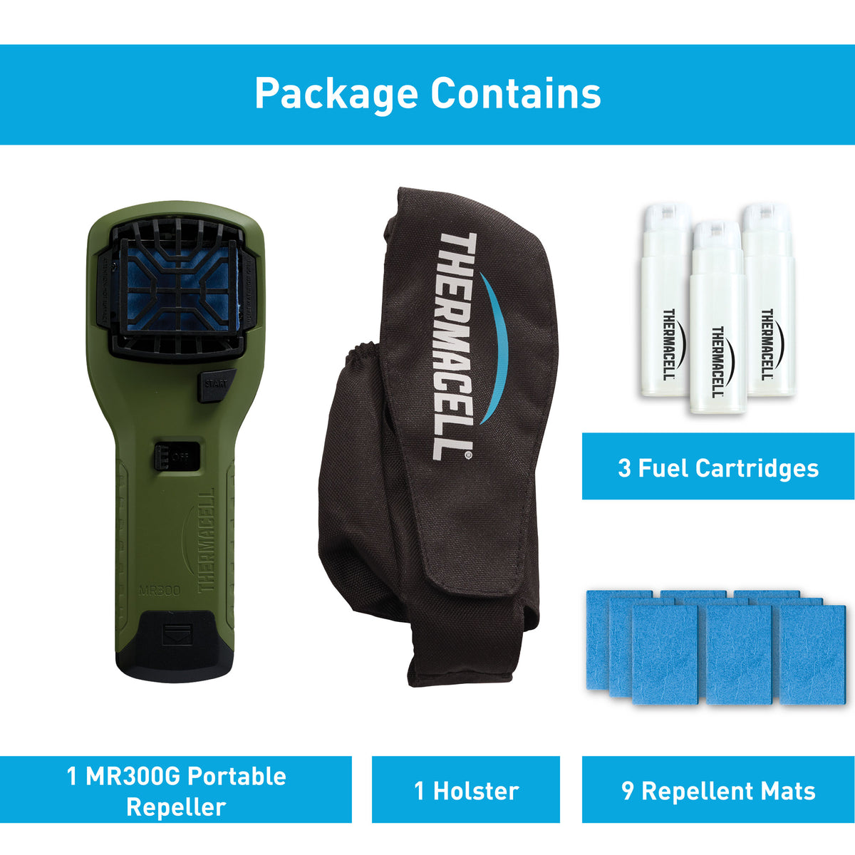 Thermacell MR300G Mosquito Repeller & 12-Hour Refill Pack (2 Pack) & Holster