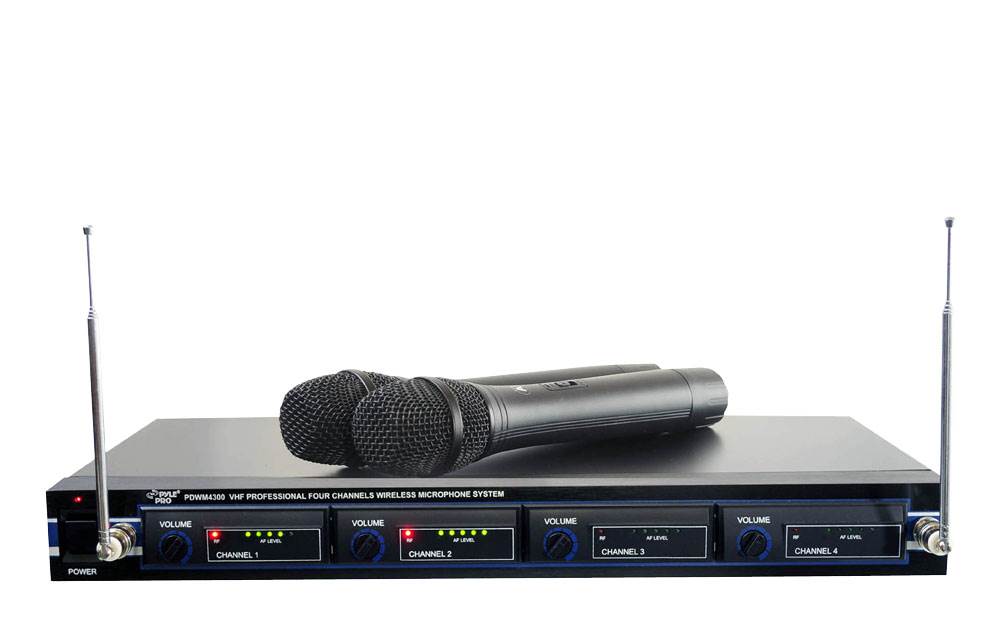 Pyle PDWM4300 Portable Wireless Microphone System w/ 2 Handheld Mics & Headsets