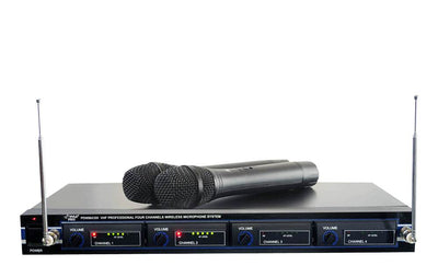 Pyle PDWM4300 Portable Wireless Microphone System w/ 2 Handheld Mics & Headsets