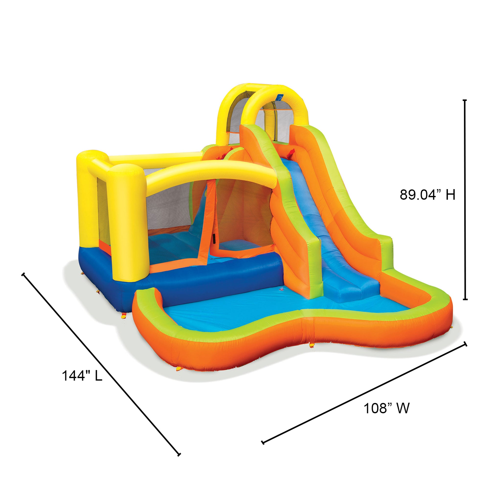 Banzai Sun 'N Splash Fun Kids Inflatable Bounce House & Water Slide Splash Park - VMInnovations