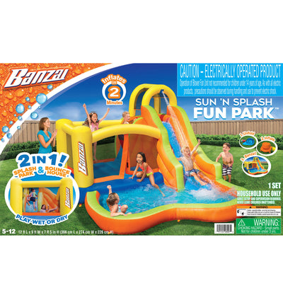 Banzai Sun 'N Splash Fun Kids Inflatable Bounce House & Water Slide Splash Park