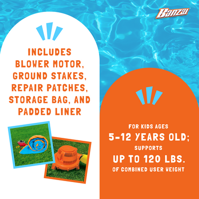 Banzai Sun 'N Splash Fun Kids Inflatable Bounce House & Water Slide (Open Box)